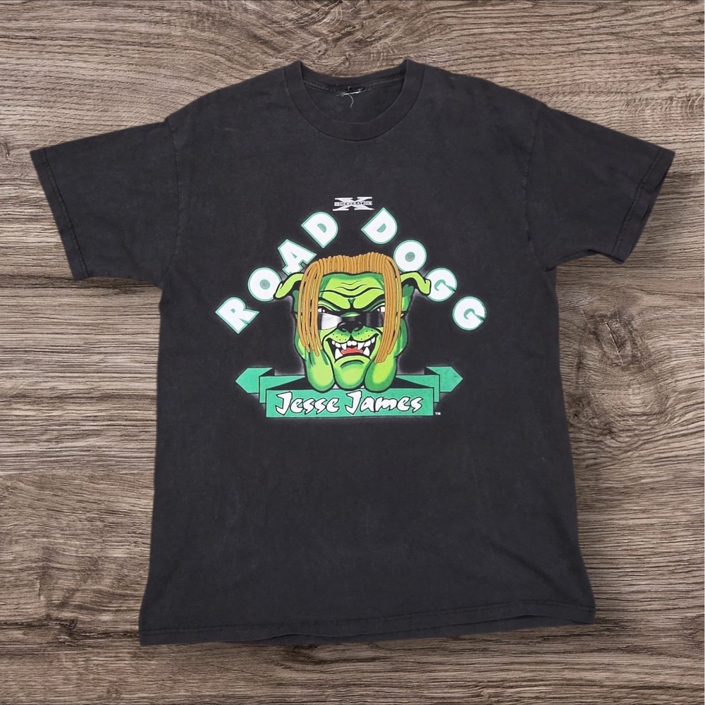 Vintage WWF T-Shirt Roll The Dogg A Bone Large Black Road Dogg Jesse James DX